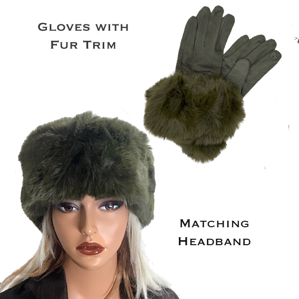 3750 - Fur Headbands with Fur Trim Matching Gloves 3750 - 18<br>Olive
Fur Headband with Matching Gloves - 