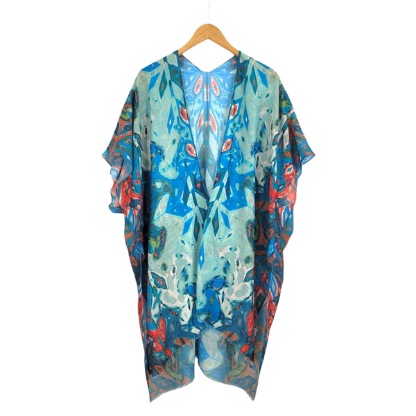 3783 Assorted Lightweight Kimonos 5096 - Blue Multi<br>
Watercolor Print Kimono - 