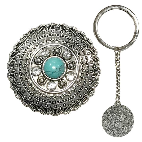 3759 - Ultra Magnetic Brooch and Key Minders 015 - Tree with Hematite Circle<br>
Antique Silver Key Minder - 