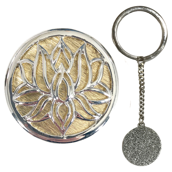 3759 - Ultra Magnetic Brooch and Key Minders 019 - Lotus Design<br>
Silver and Gold - 