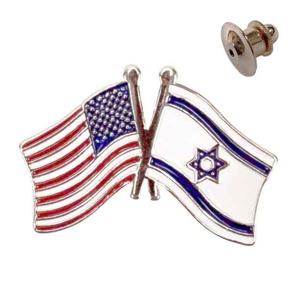 3836 - Lapel Pins  05 - USA/Israel<br>
Gold Accent Lapel Pin - 