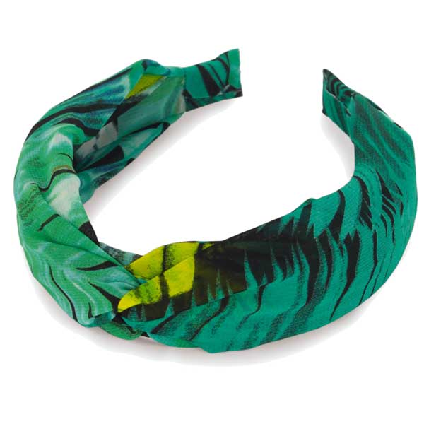 649 - Fabric Covered Headbands  HB-DG - Green Multi<br>
Crushed Georgette Headband - 