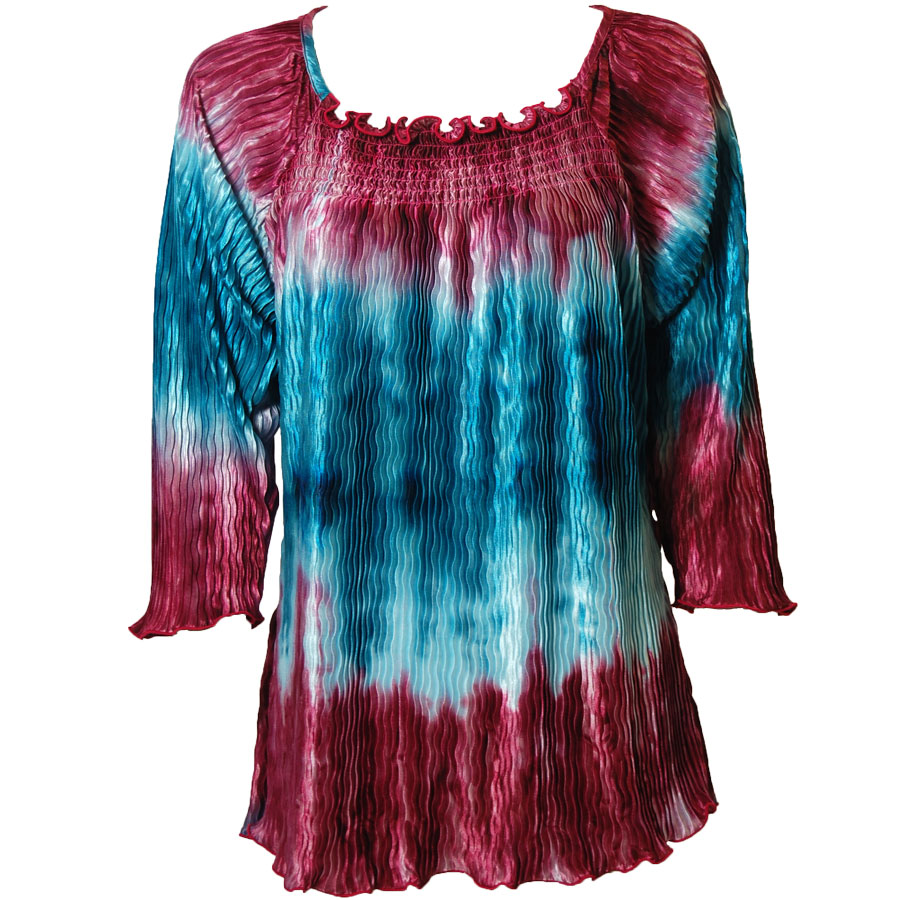 1591 - Wave Satin Mini Pleats - 3/4 Sleeve*