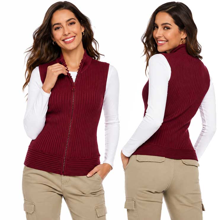 1595 - Diamond Zipper Sweater Vest