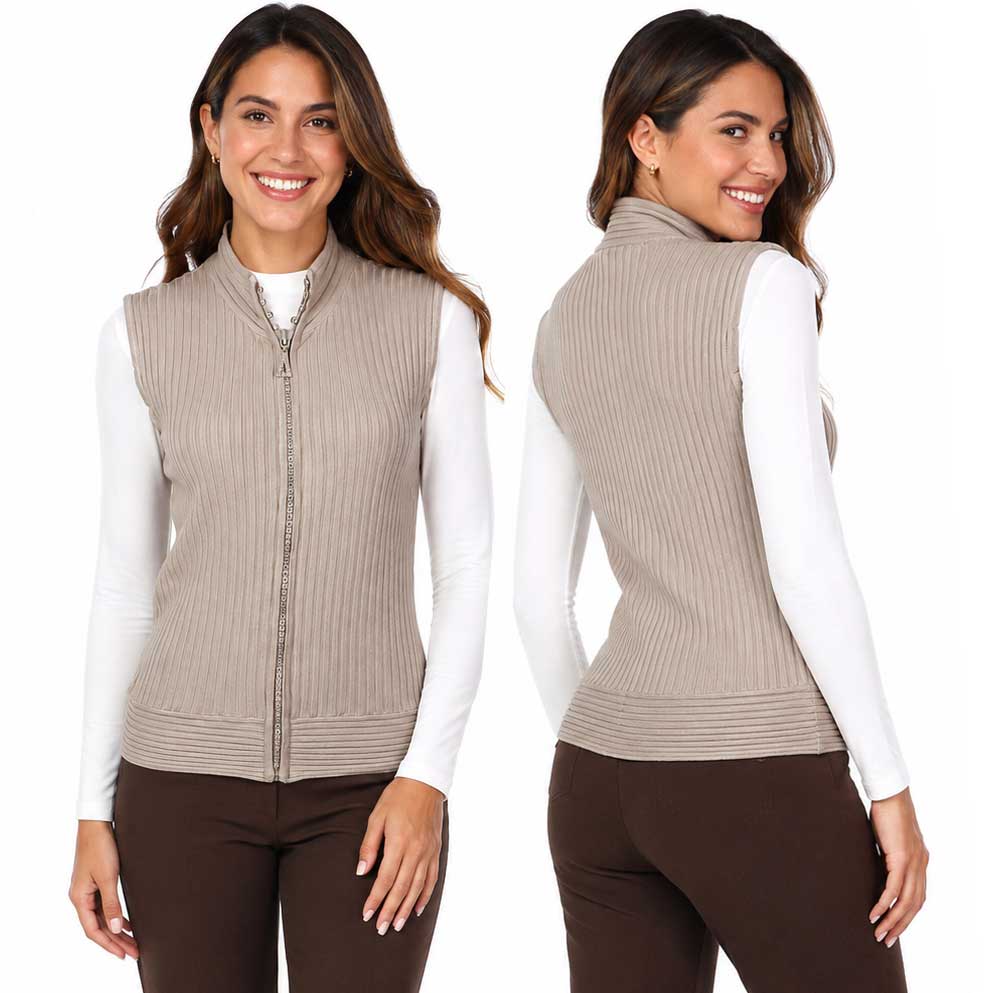1595 - Diamond Zipper Sweater Vest