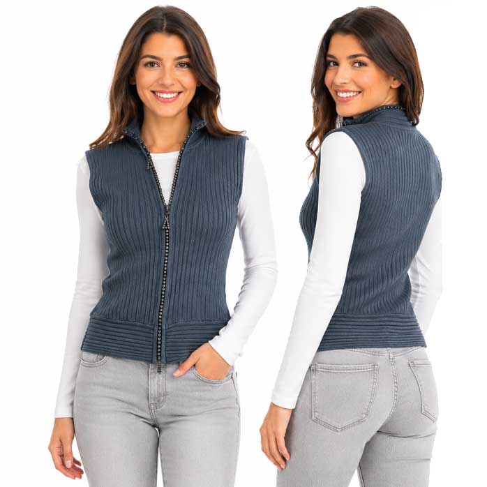 1595 - Diamond Zipper Sweater Vest