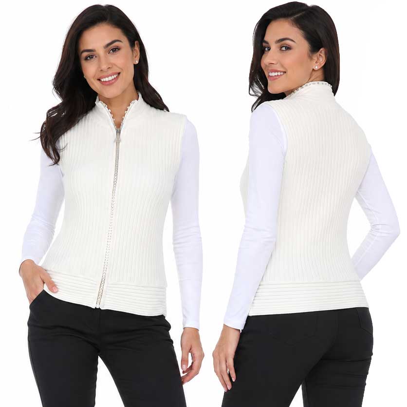 1595 - Diamond Zipper Sweater Vest