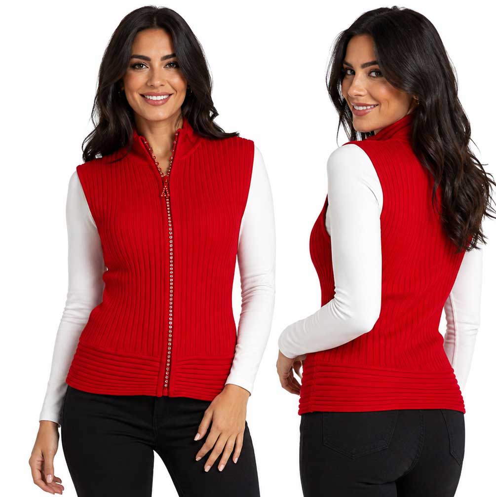 1595 - Diamond Zipper Sweater Vest
