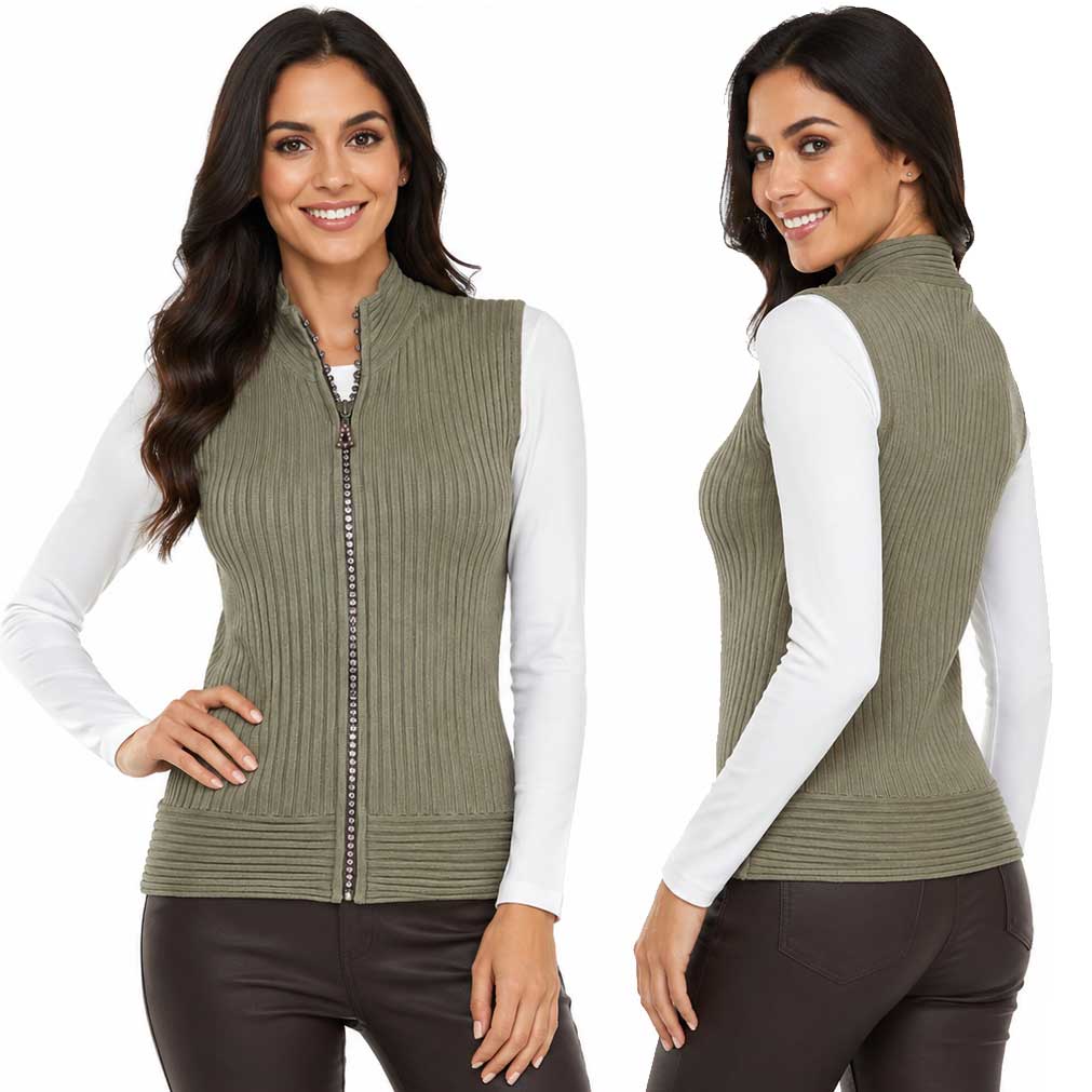 1595 - Diamond Zipper Sweater Vest