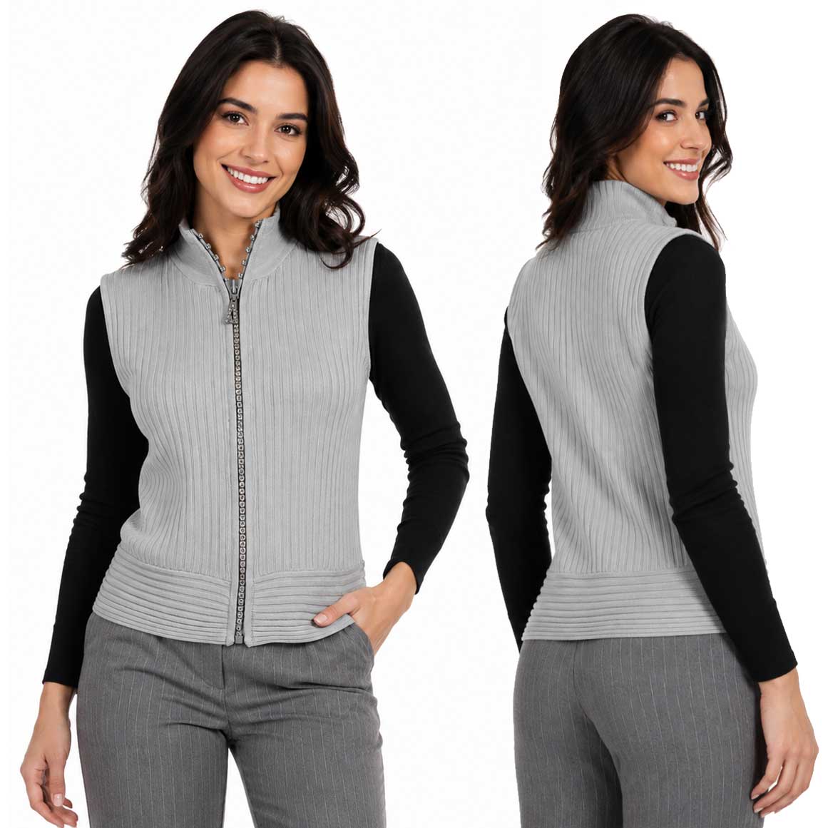 1595 - Diamond Zipper Sweater Vest