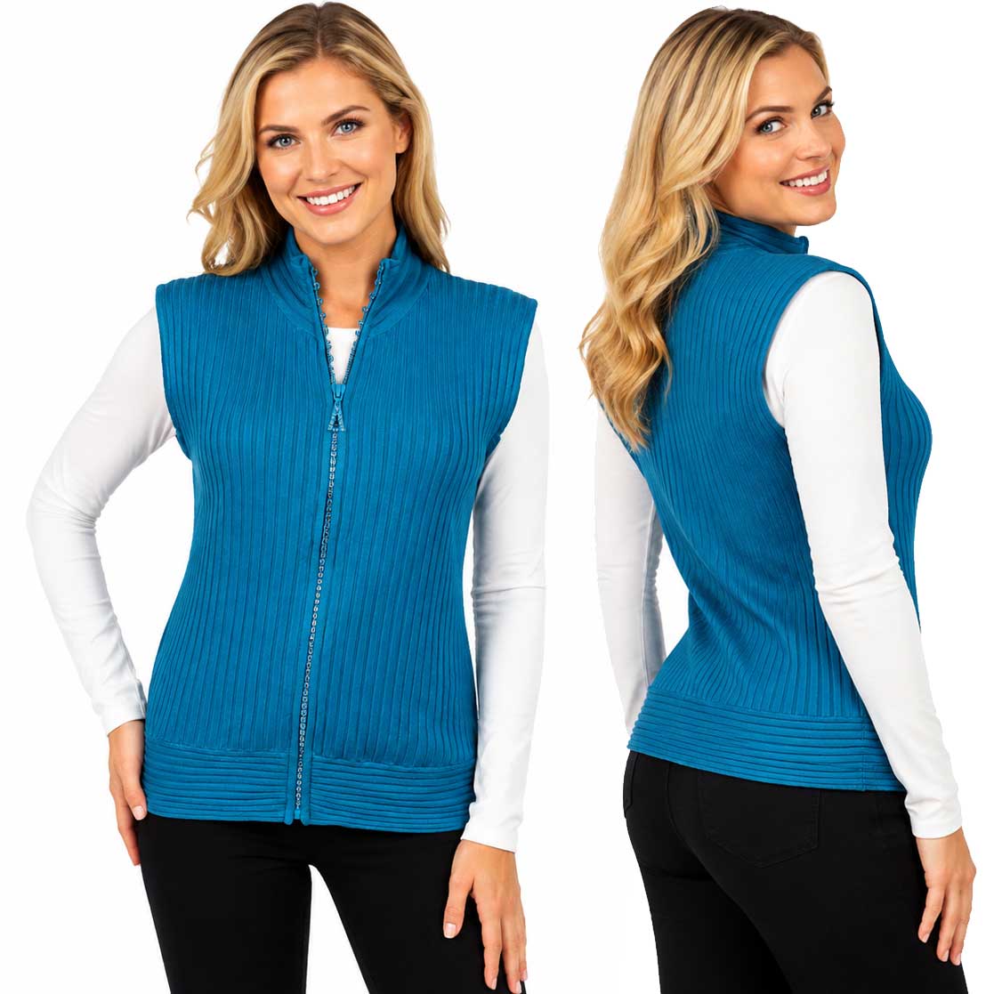 1595 - Diamond Zipper Sweater Vest