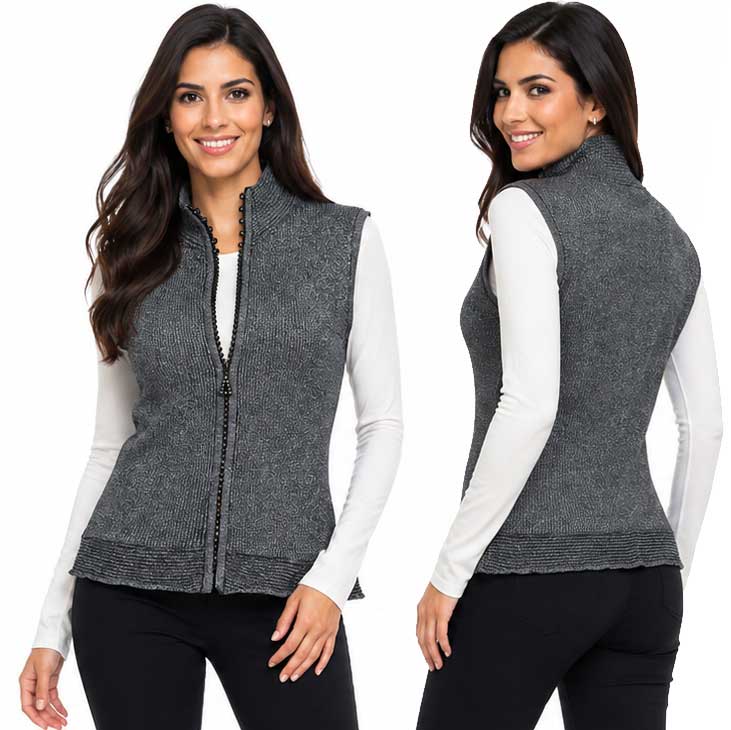1595 - Diamond Zipper Sweater Vest