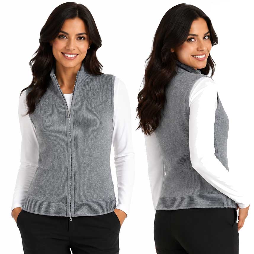 1595 - Diamond Zipper Sweater Vest