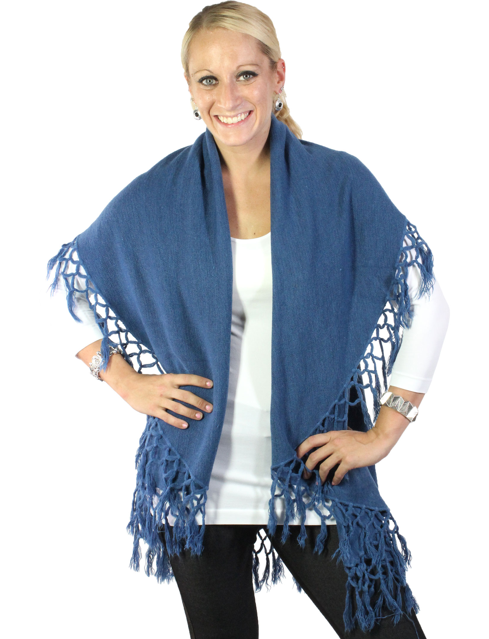 129 - Tasseled Wool Feel  Round Cut Vests