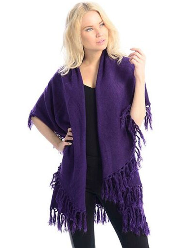 129 - Tasseled Wool Feel  Round Cut Vests