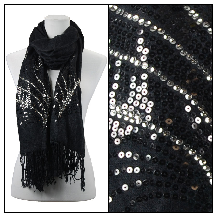 2409 - Sequined Cashmere Feel Scarves