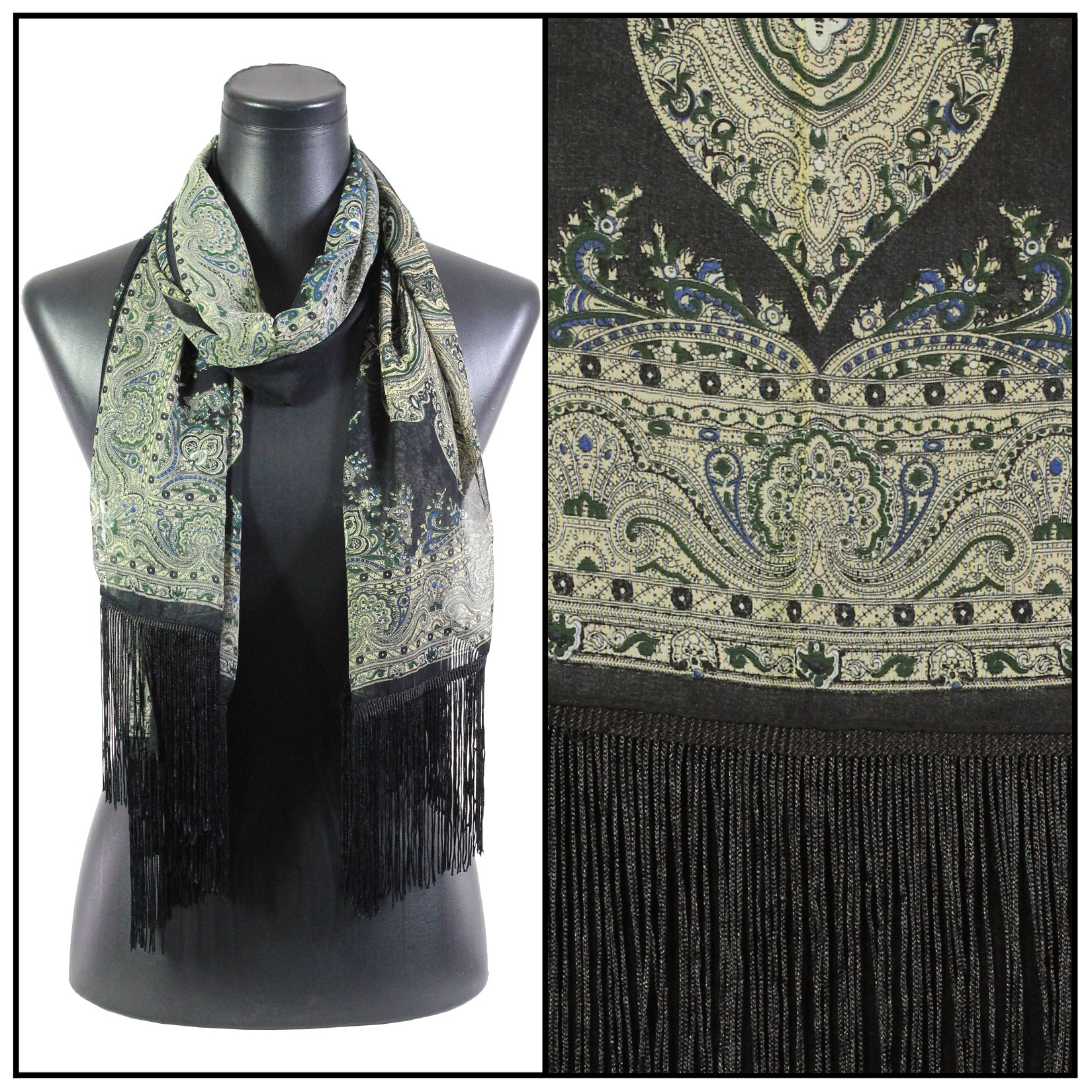 2565 - Silky Dress Scarves w/ Fringe