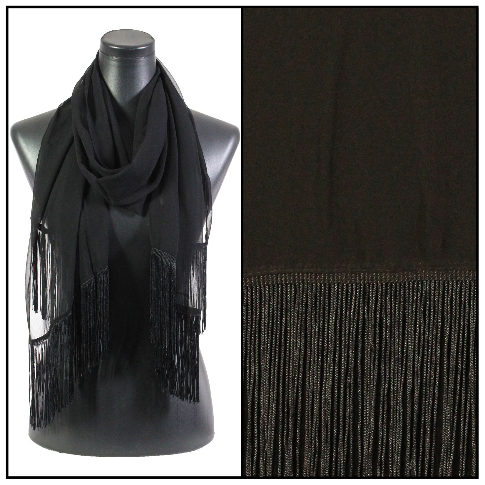 2565 - Silky Dress Scarves w/ Fringe