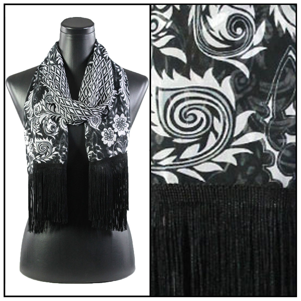 2565 - Silky Dress Scarves w/ Fringe