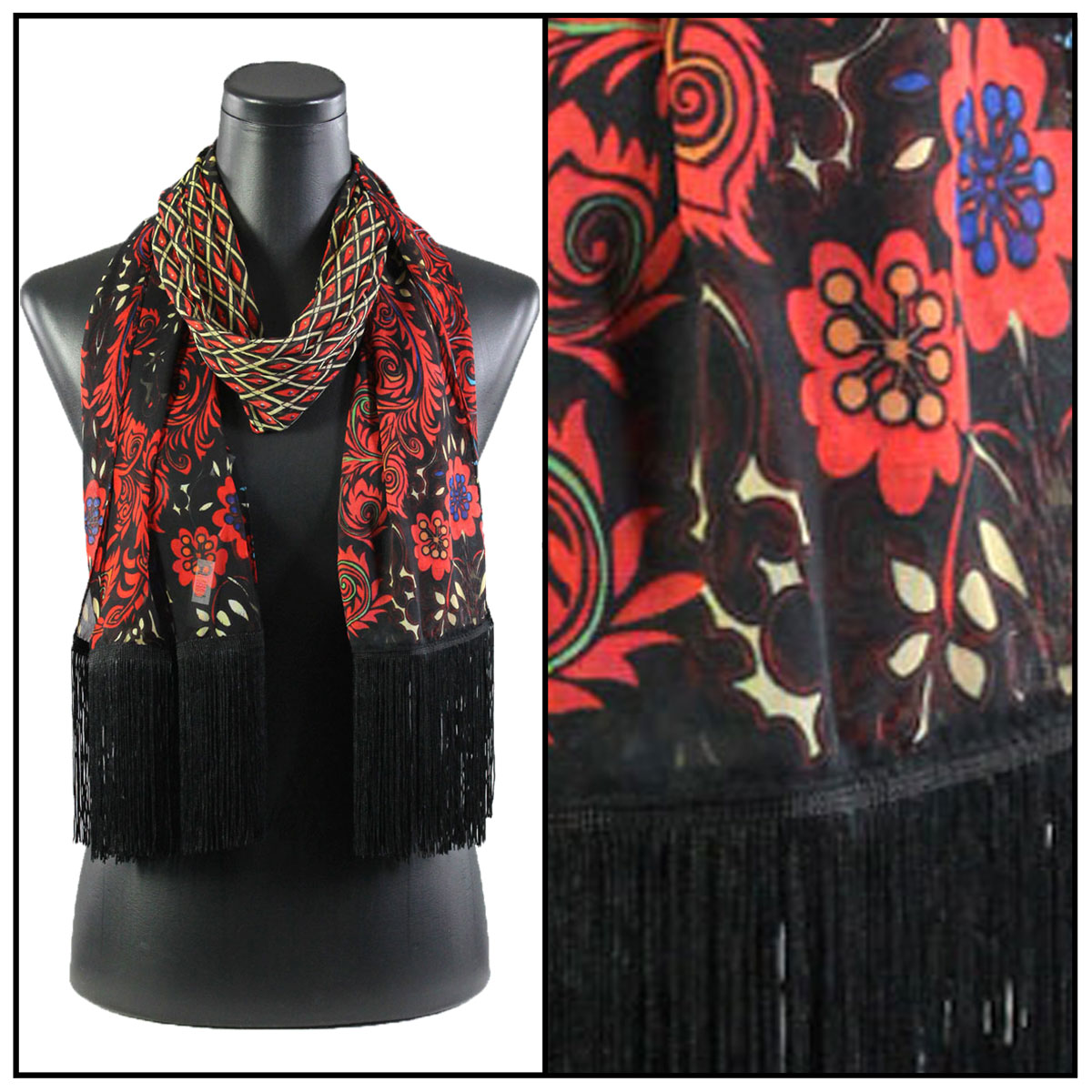 2565 - Silky Dress Scarves w/ Fringe