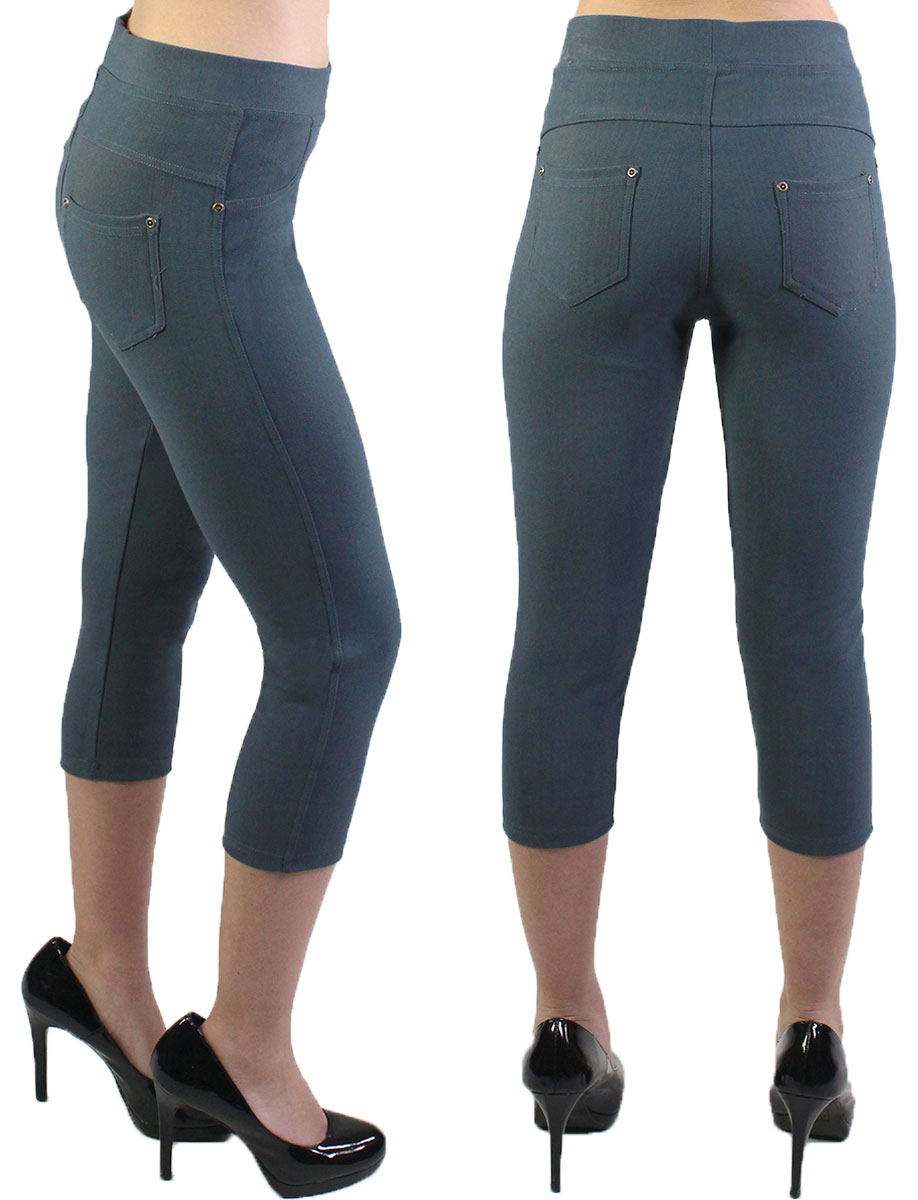 Denim Leggings - Capri Length w/ Back Pockets J04