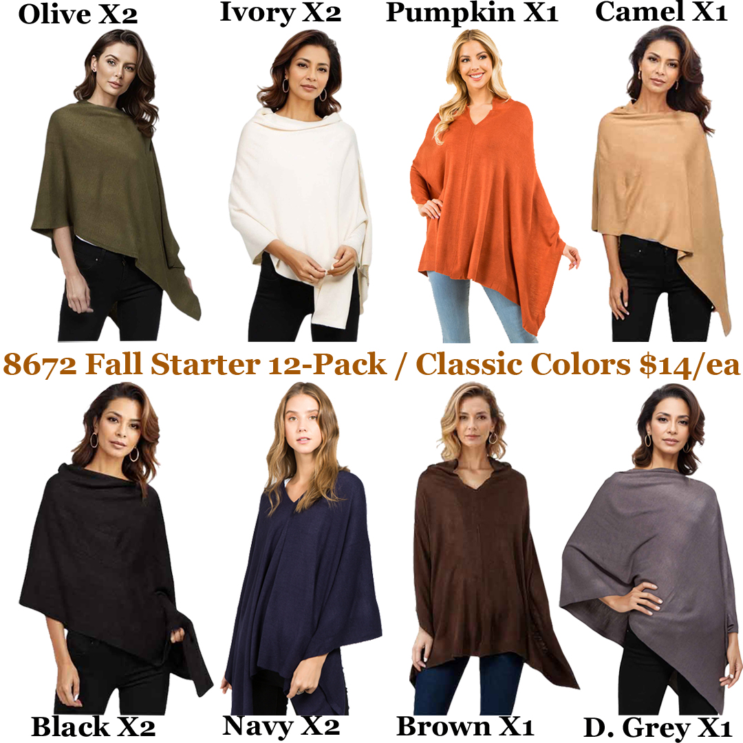 8672 - Cashmere Feel Ponchos 