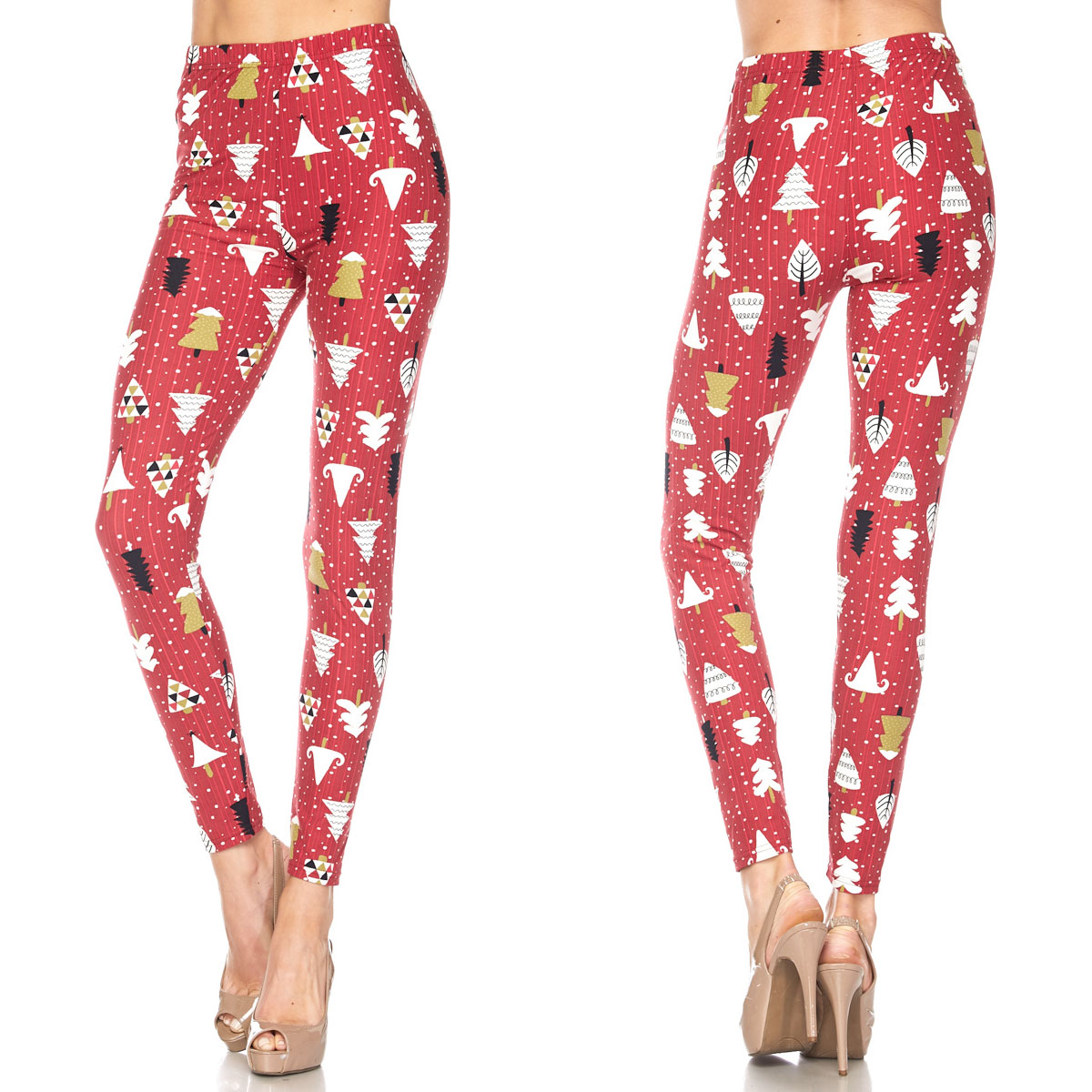 7683 - Christmas Print Brushed Fiber Leggings 