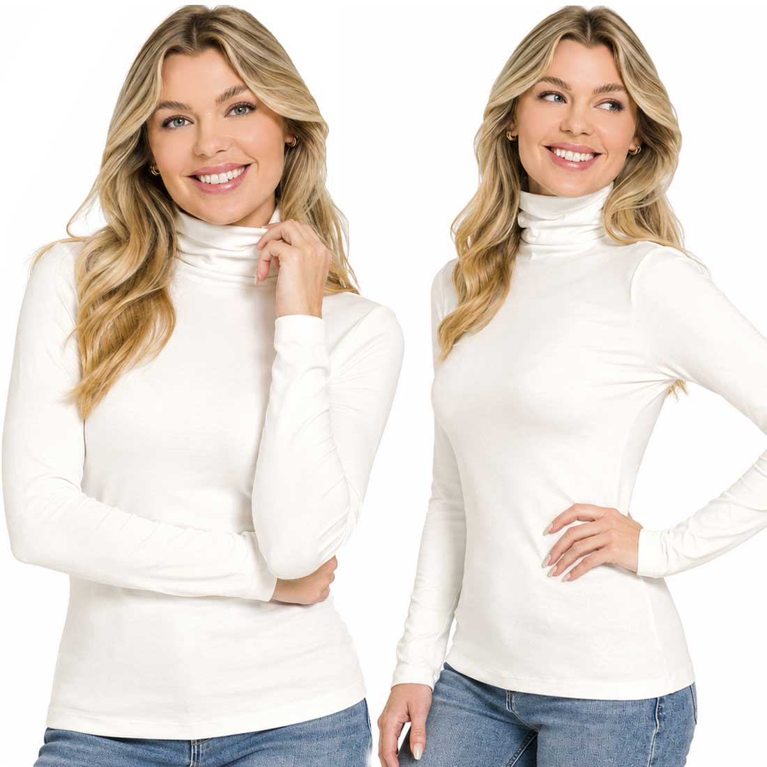 Brushed Fiber - Ruched Turtleneck Long Sleeve 2055
