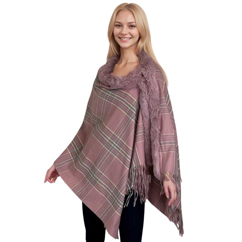 LC1R - Faux Rabbit Trim Shawls