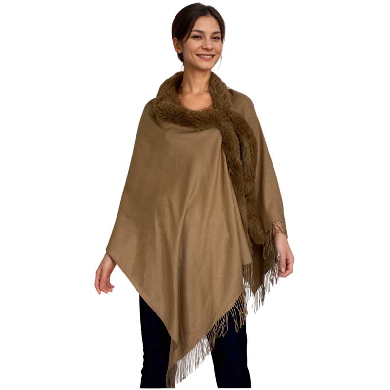 LC1R - Faux Rabbit Trim Shawls