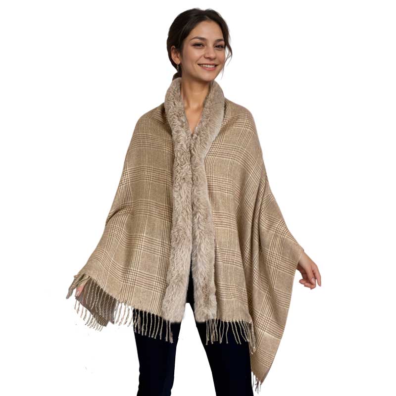 LC1R - Faux Rabbit Trim Shawls