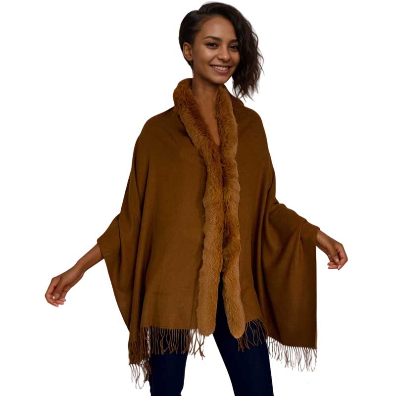 LC1R - Faux Rabbit Trim Shawls