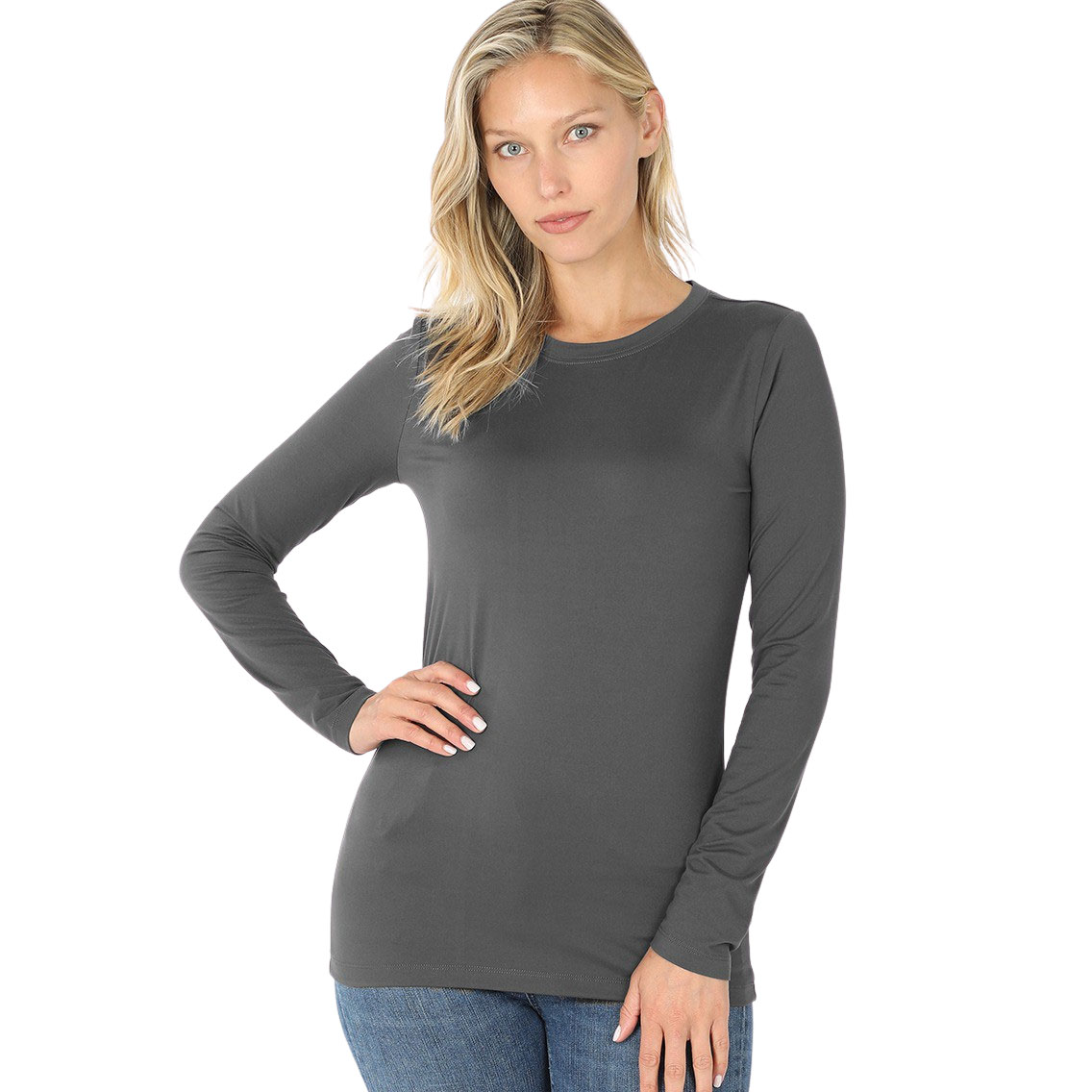 2053 - Round Neck Long Sleeve Tops