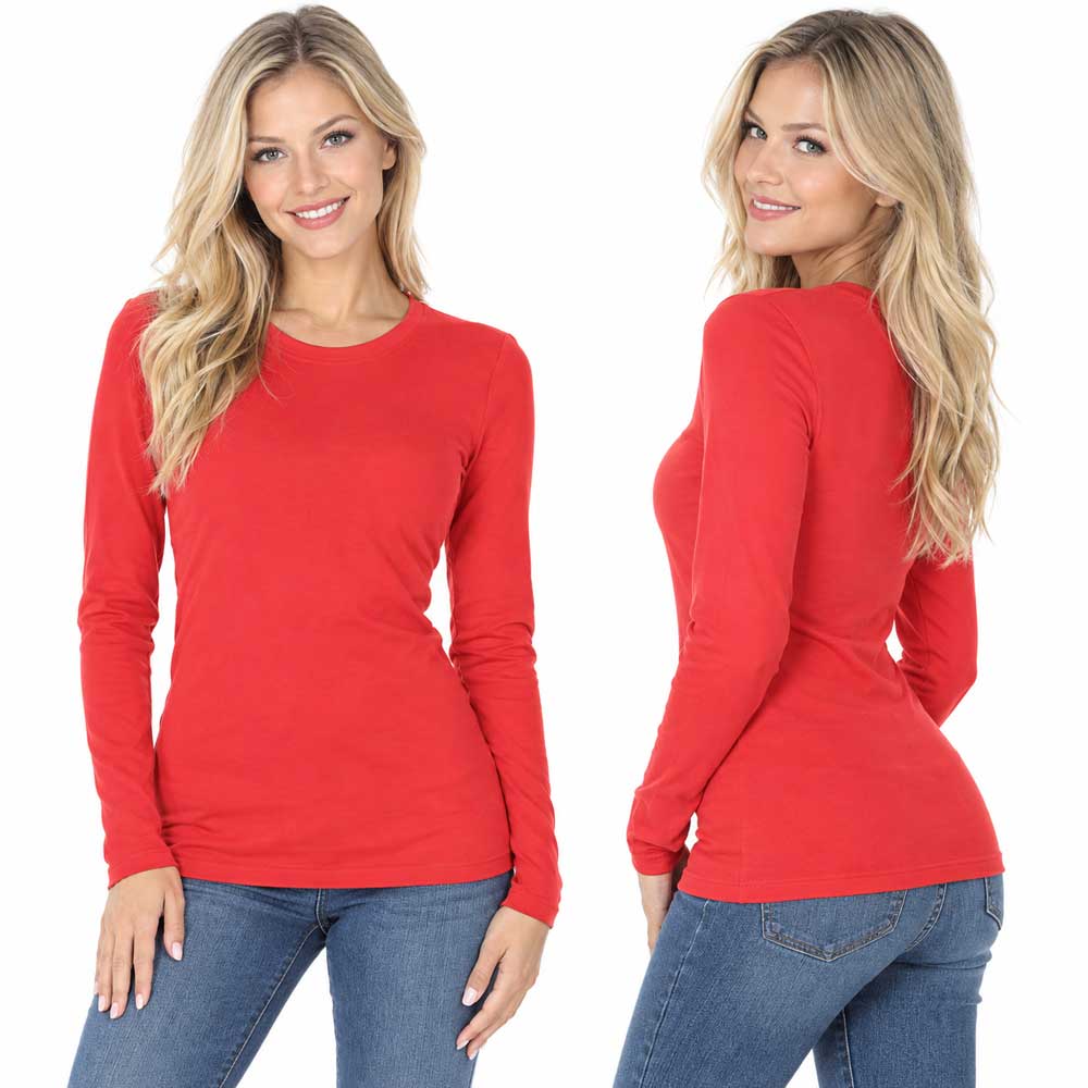 2053 - Round Neck Long Sleeve Tops