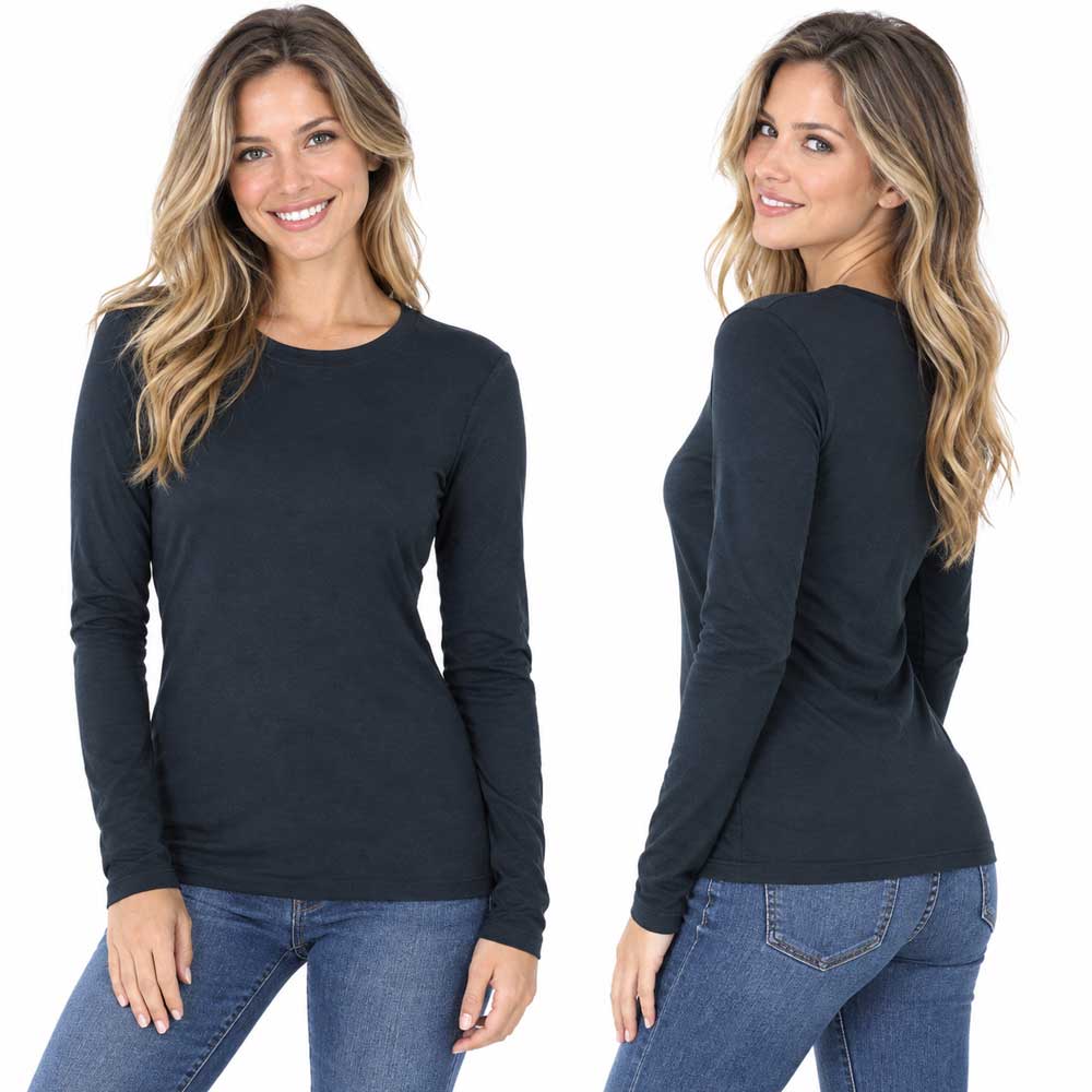 2053 - Round Neck Long Sleeve Tops