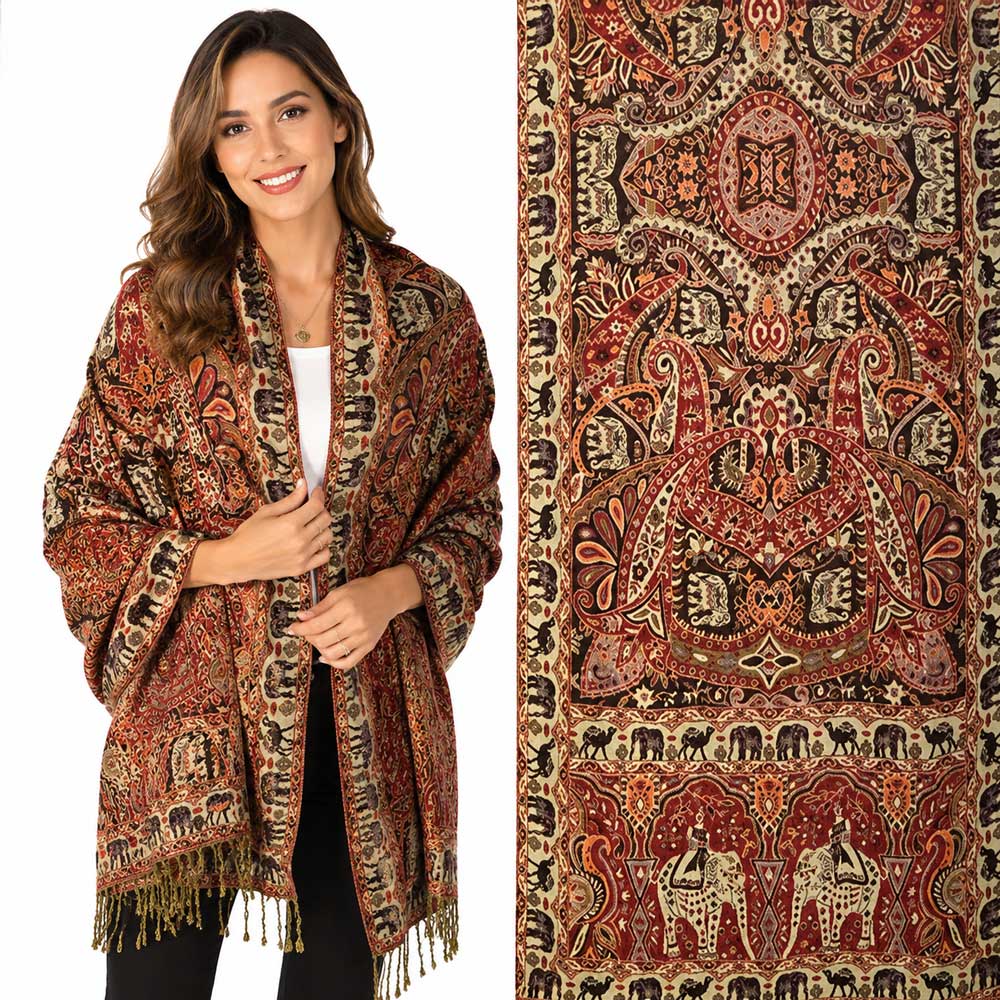 3693 - Elephant Print Woven Shawls