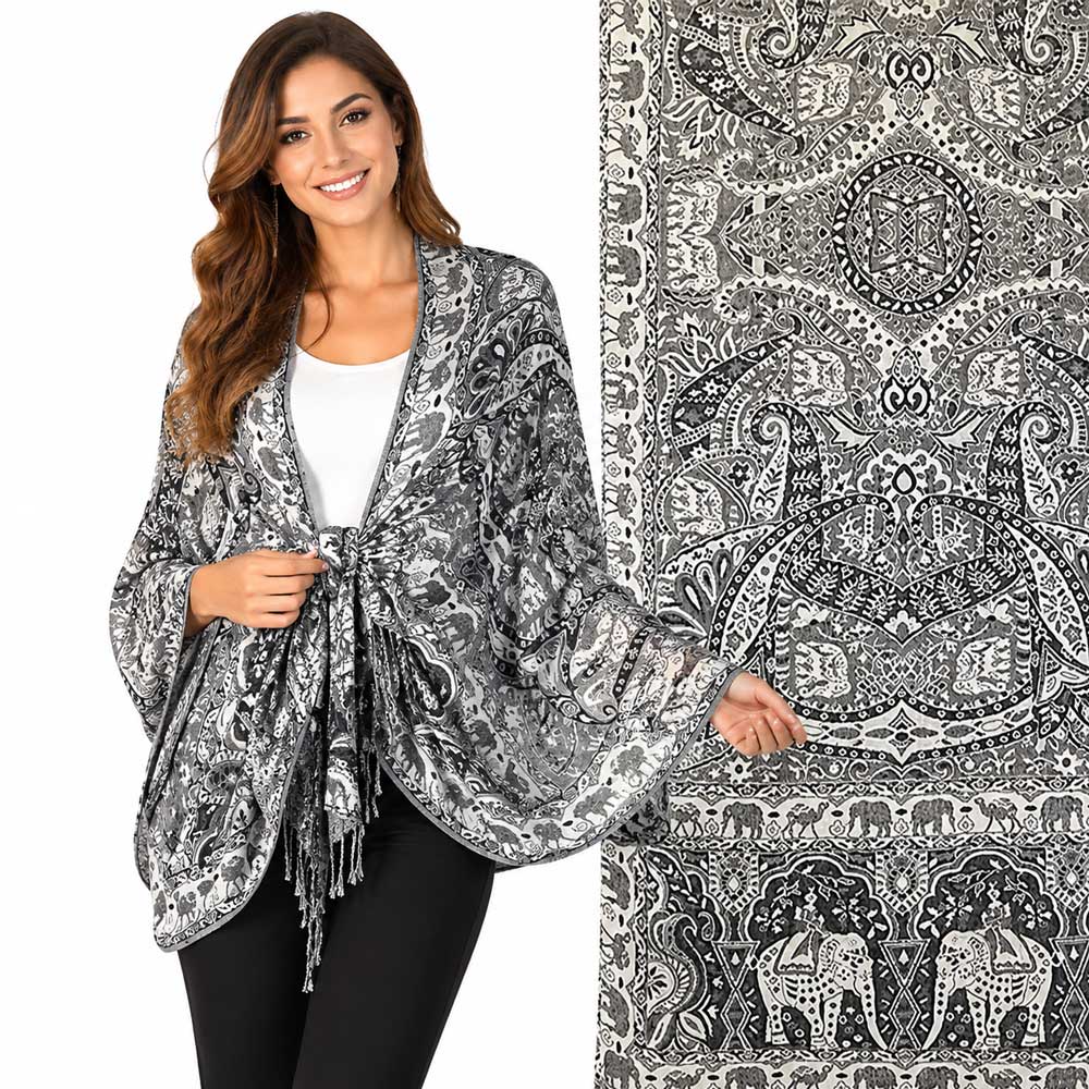 3693 - Elephant Print Woven Shawls