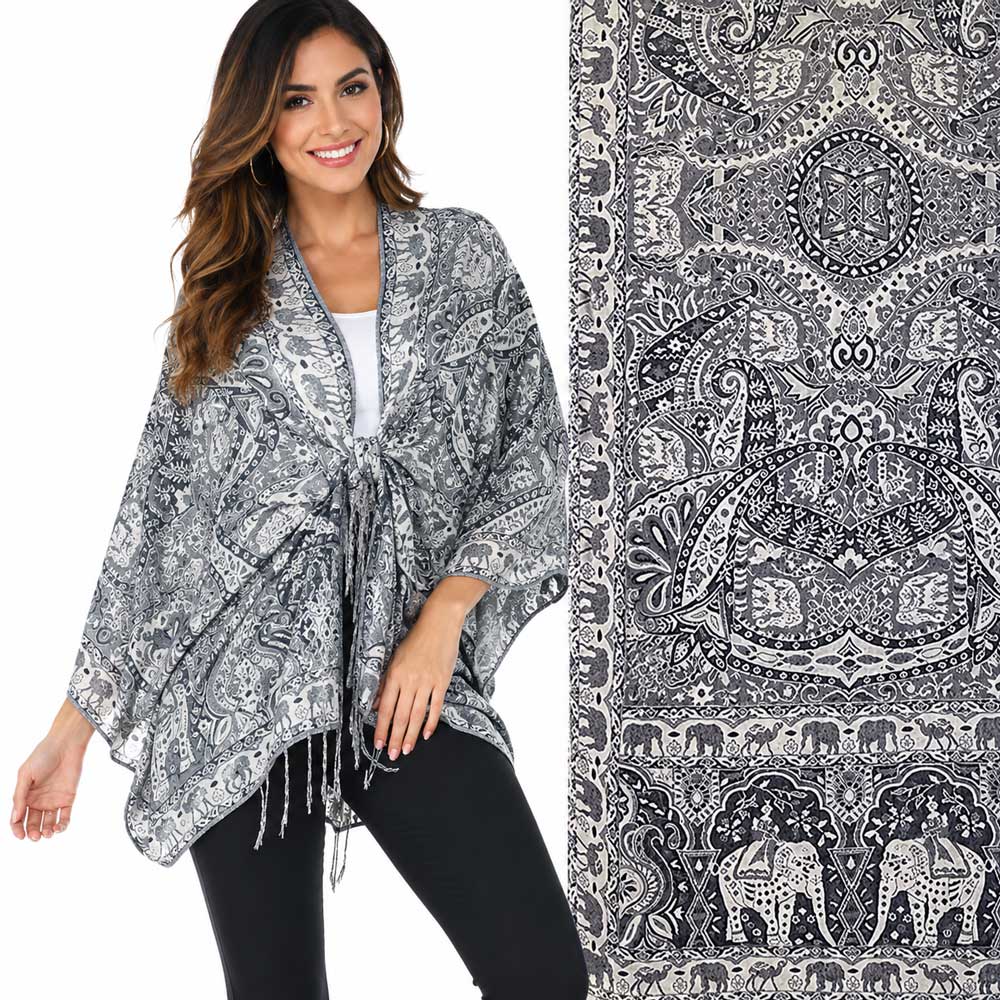 3693 - Elephant Print Woven Shawls