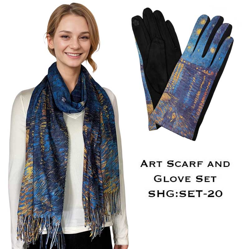 3746 - Art Design Scarf and Glove Sets