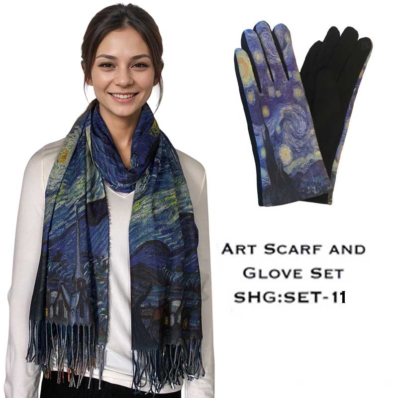 3746 - Art Design Scarf and Glove Sets