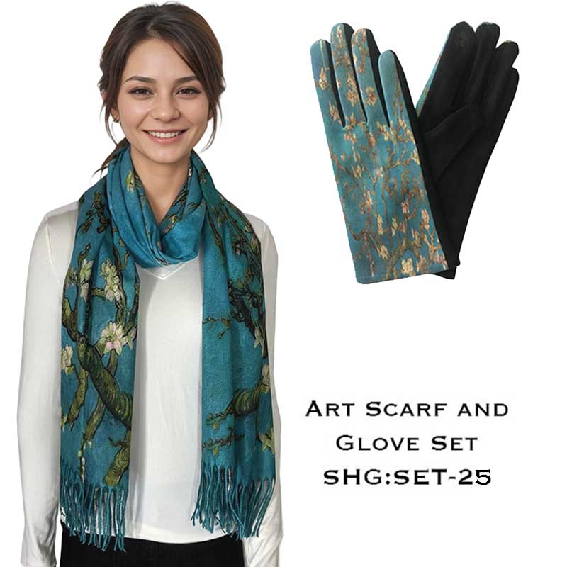 3746 - Art Design Scarf and Glove Sets