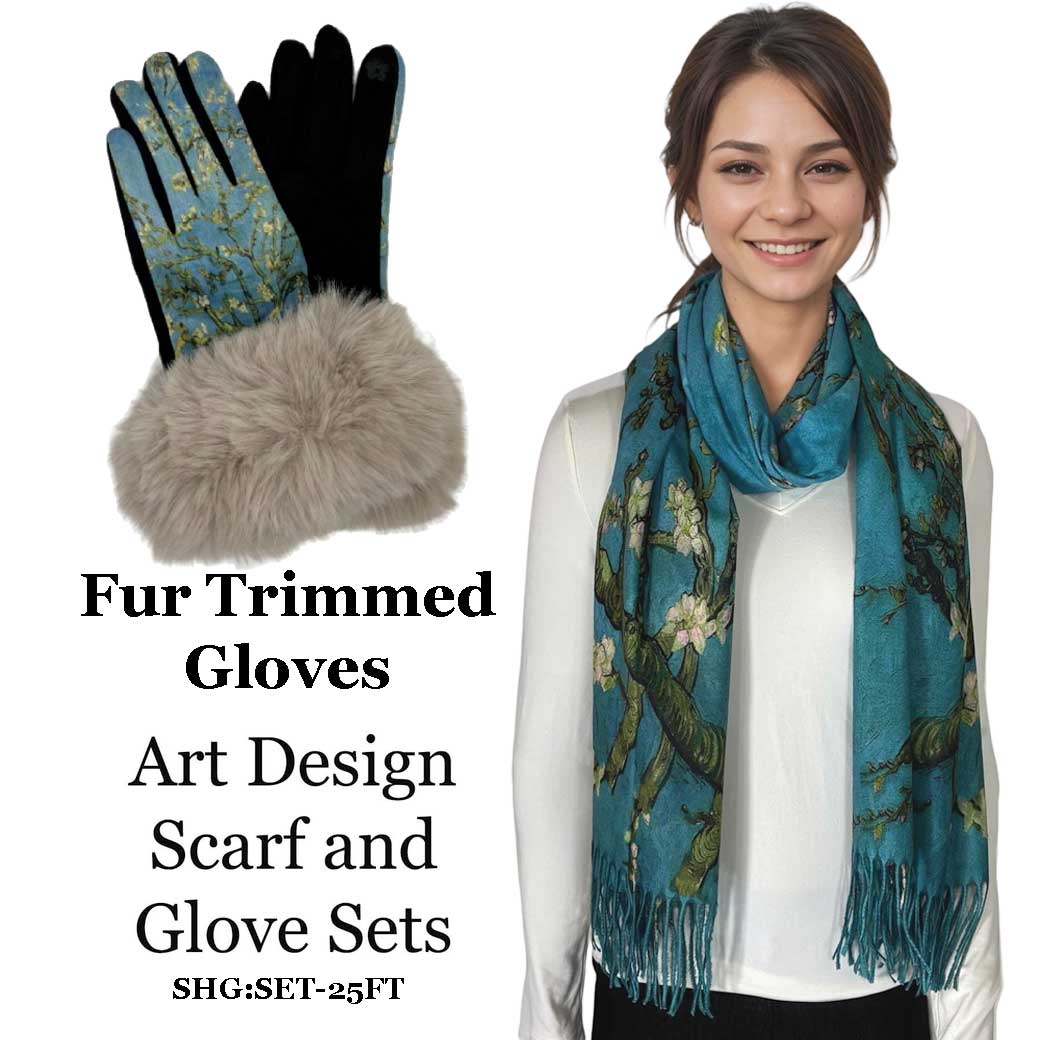 3746 - Art Design Scarf and Glove Sets