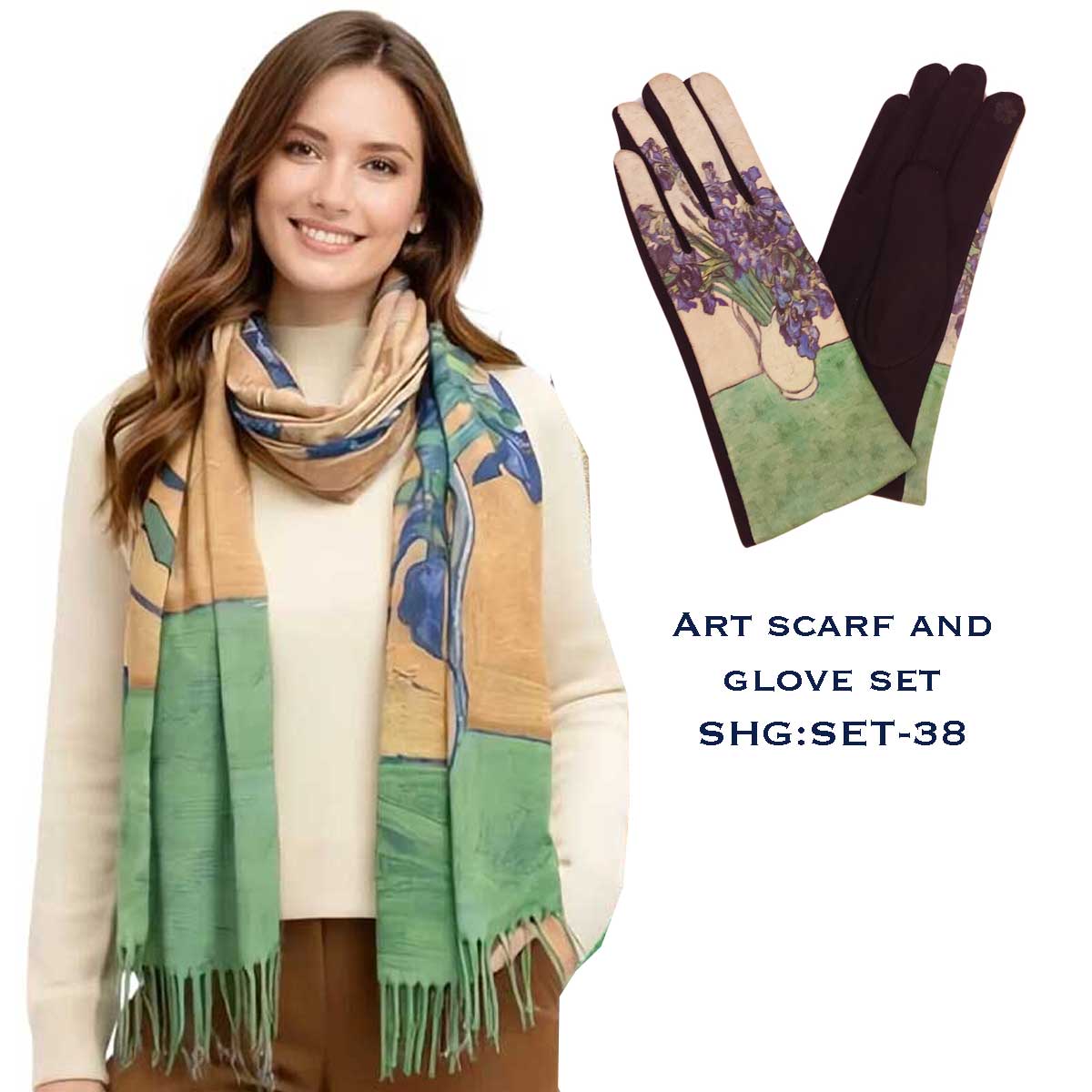 3746 - Art Design Scarf and Glove Sets