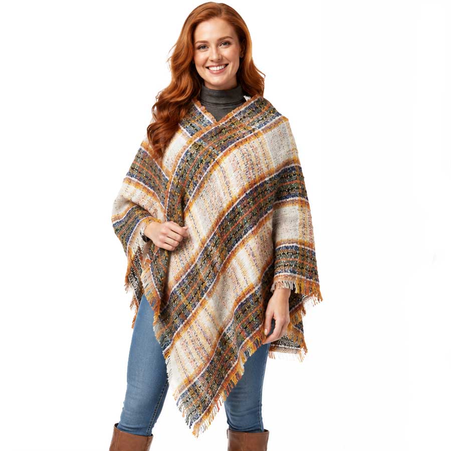 Country Style Plaid Woven Ponchos
