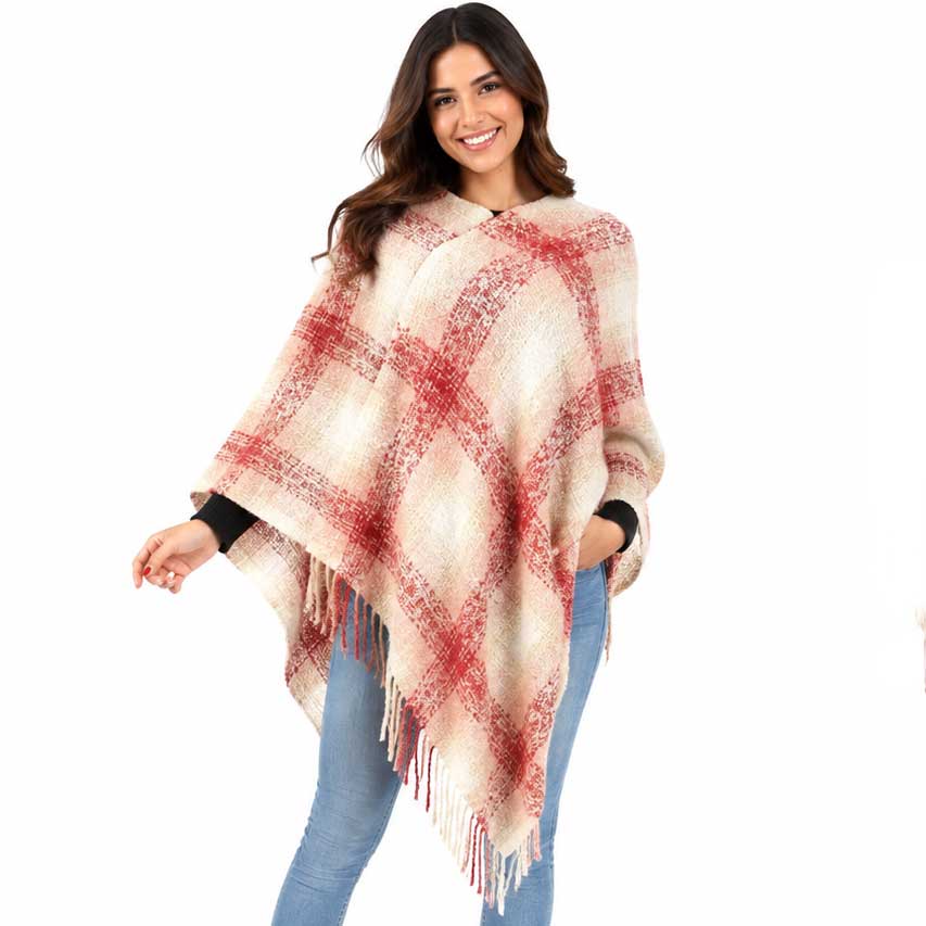 Country Style Plaid Woven Ponchos