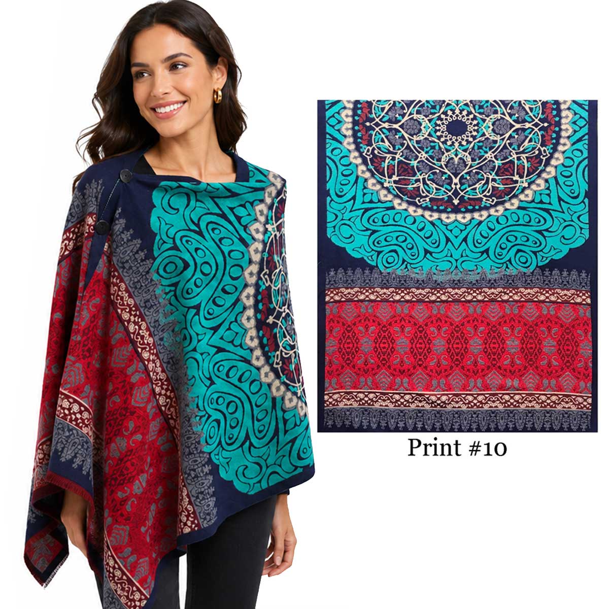 3916/T - Silk Blend Button Shawls
