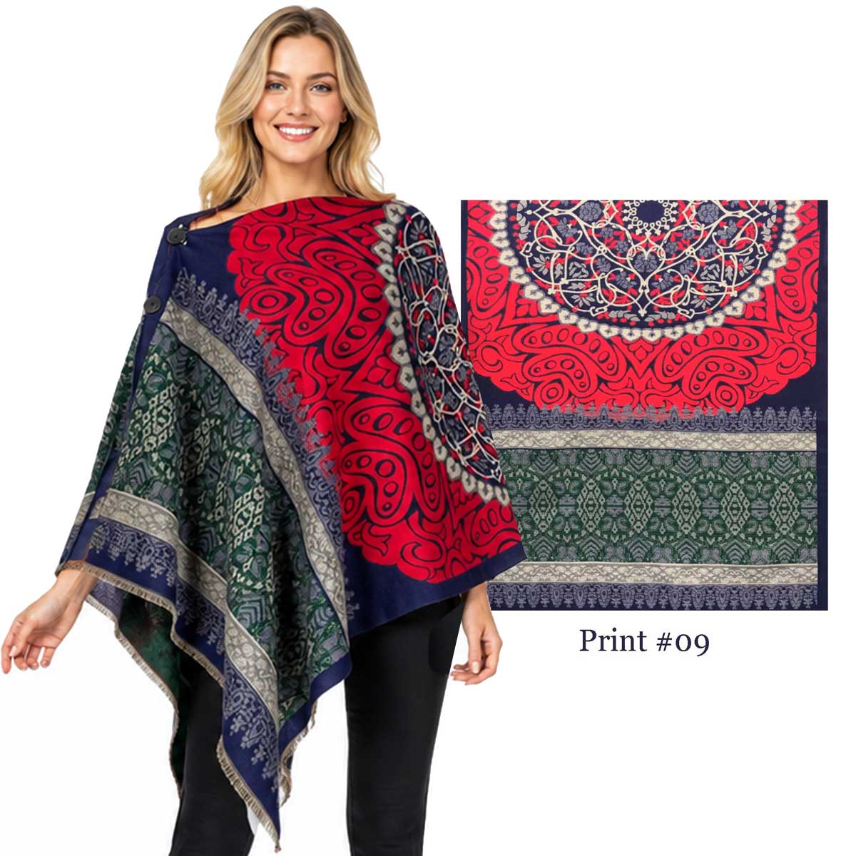 3916/T - Silk Blend Button Shawls