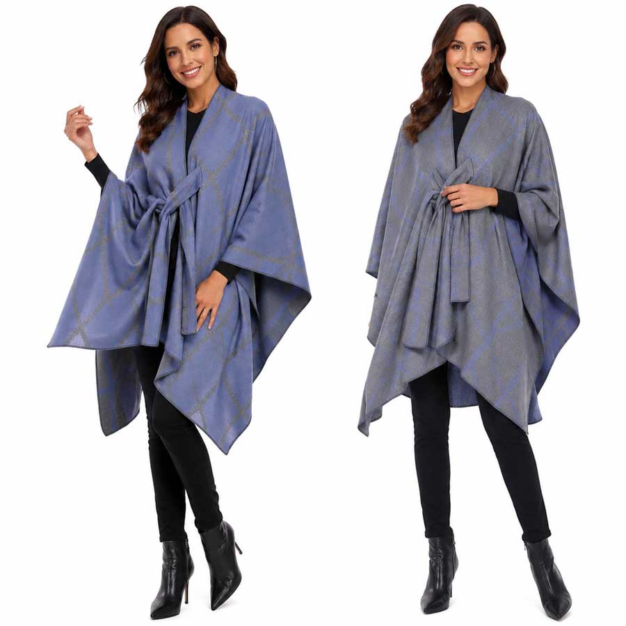 3919/T - Reversible Sueded Window Pane Loop Capes