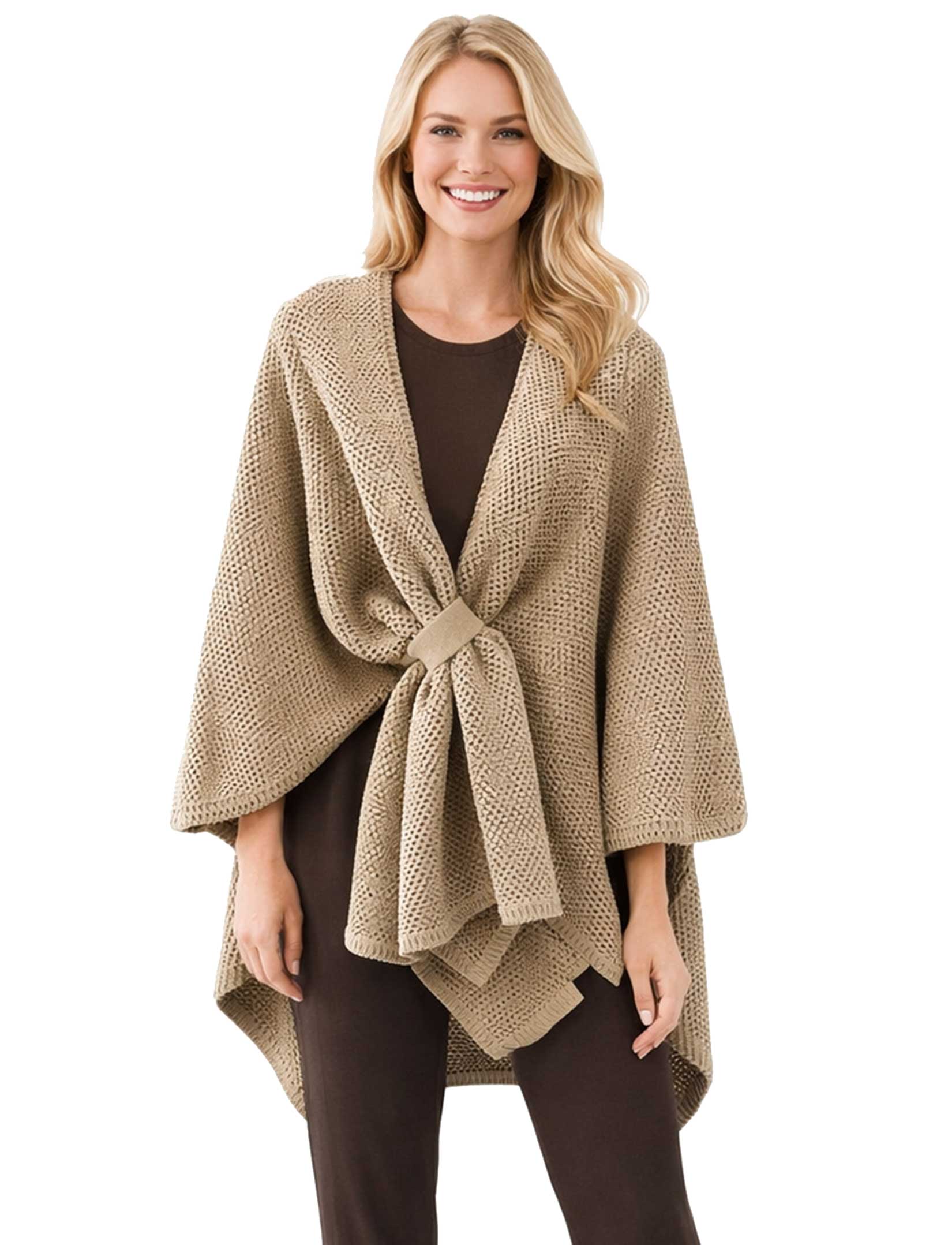 3921/T - Waffle Weave Loop Capes