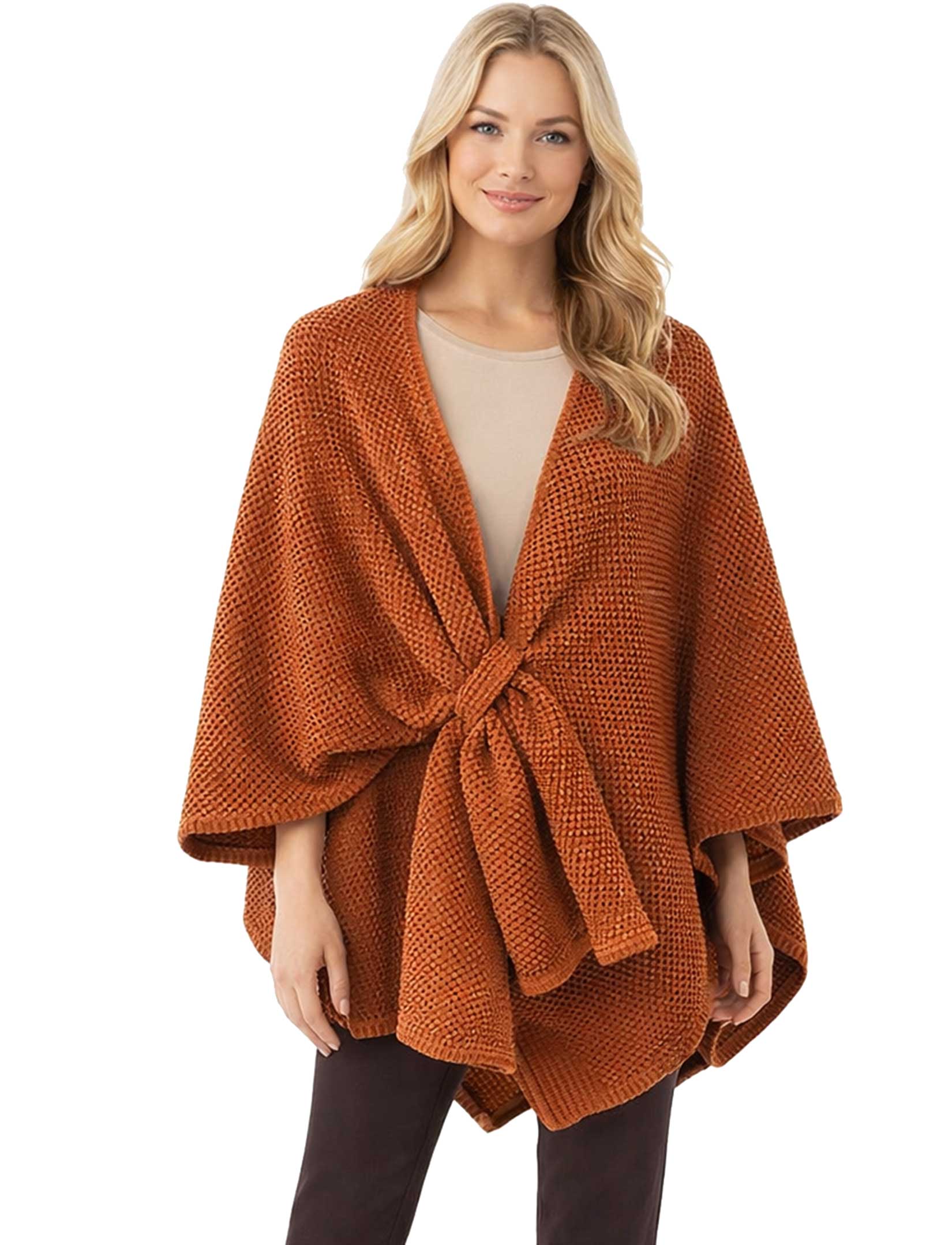 3921/T - Waffle Weave Loop Capes